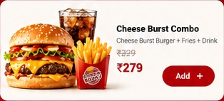 Cheese burger combo
